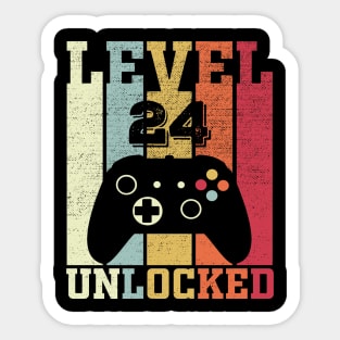 Level 24 Unlocked Funny Video Gamer 26th Birthday Gift Sticker